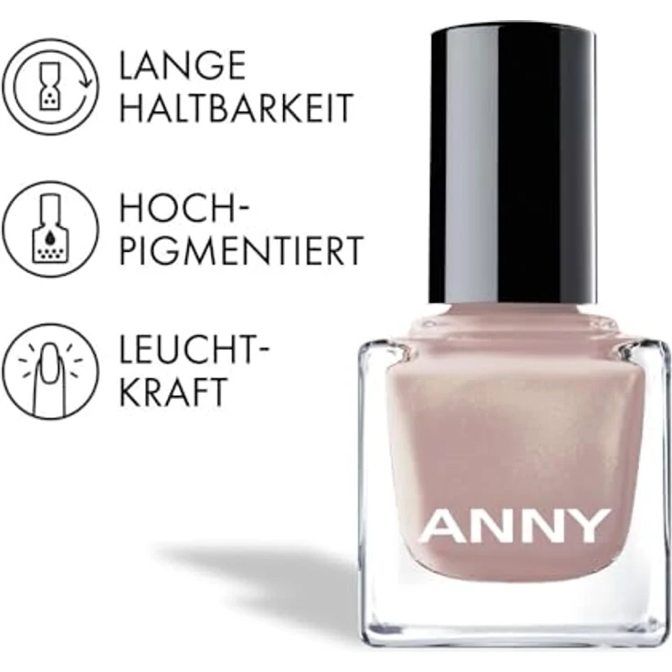 ANNY Nail Polish – Farb-Nagellack, splitterresistent, schnelltrocknend, langanhaltender Glanz, Farbe: always shine twice - Schimmerndes Nude, 15 ml – Bild 4