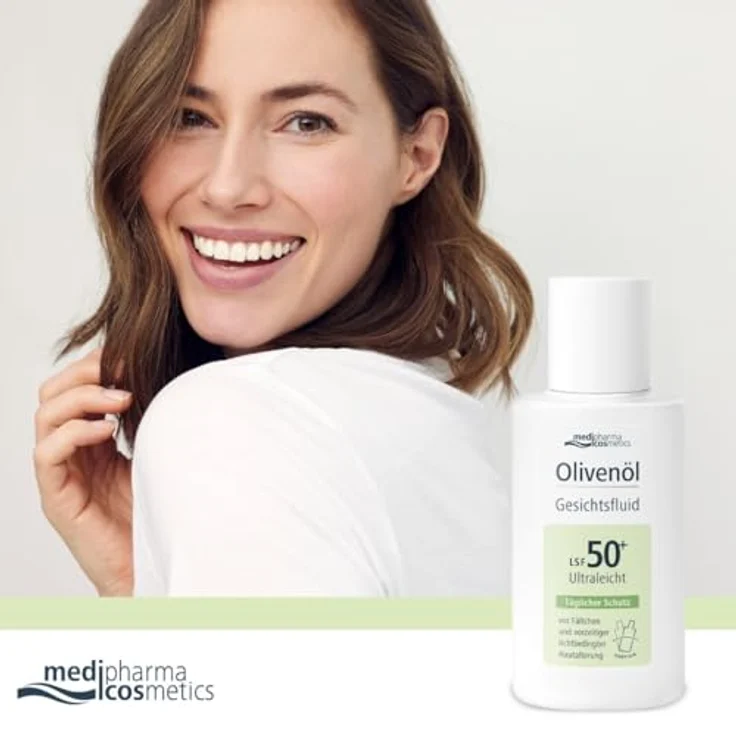 Medipharma Cosmetics Olivenöl Gesichtsfluid mit LSF50+ - Ultraleichte Formel, 50ml - Täglicher UV-Schutz und Pflege, schützt vor Fältchen – Bild 2