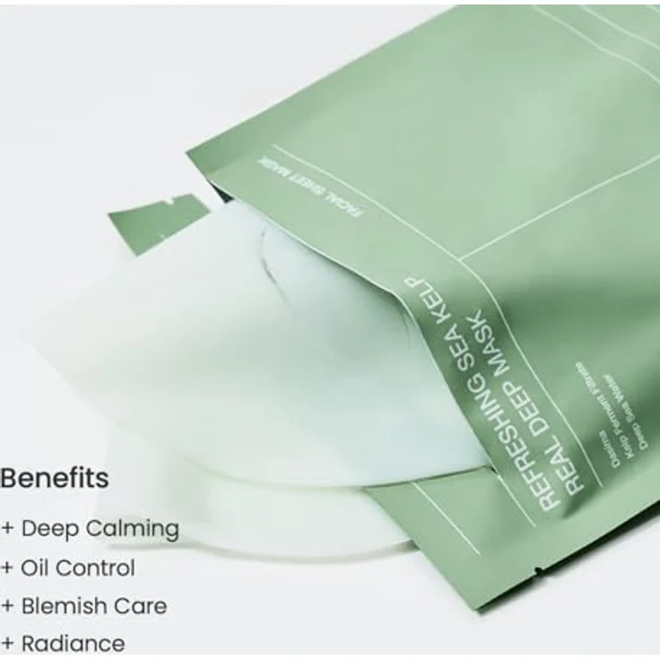 BIODANCE Refreshing Sea Kelp Real Deep Mask, Hydrogel Gesichtsmaske mit 10% Kelp Ferment, beruhigend, Öl- und Sebumkontrolle, Blemish Care, Korean Skincare, 34 g x 4ea – Bild 4