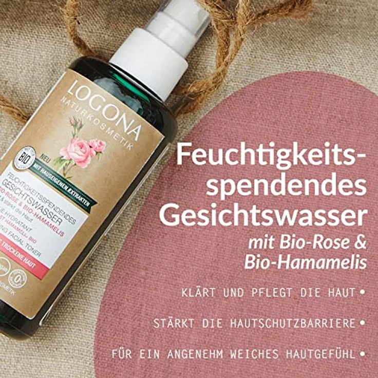 Logona Feuchtigkeitsspendendes Gesichtswasser, Toner für einen strahlenden und gepflegten Teint, Mit Bio-Rose und Bio-Hamamelis, Vegane Formel, 1 x 150 ml – Bild 3