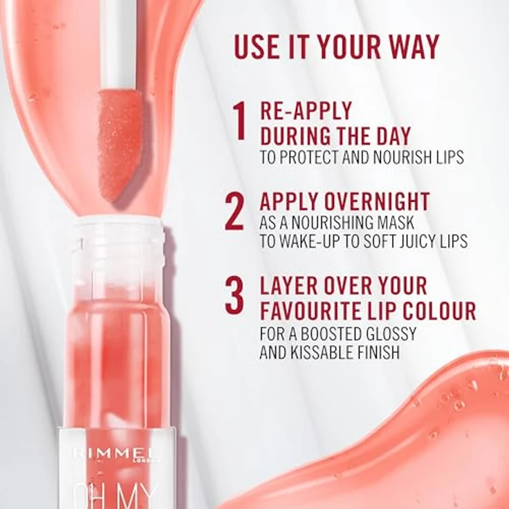 Rimmel Oh My Gloss! Lip Oil, Lippenöl mit feuchtigkeitsspendender Wirkung, Farbton 004 Vivid Red, 4,5 ml – Bild 4