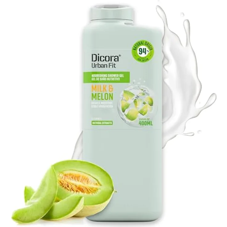 Dicora Urban Fit Duschgel Vitamin A Milch & Melone, 400 ml – Feuchtigkeitsspendende Körperseife mit natürlichem Melonenextrakt für alle Hauttypen, cruelty-free