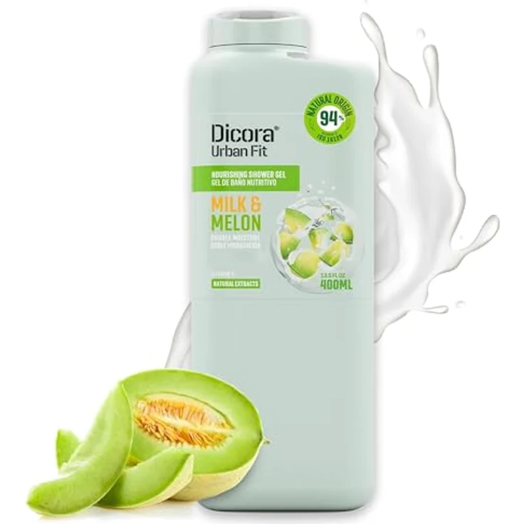 Dicora Urban Fit Duschgel Vitamin A Milch & Melone, 400 ml – Feuchtigkeitsspendende Körperseife mit natürlichem Melonenextrakt für alle Hauttypen, cruelty-free – Bild 1