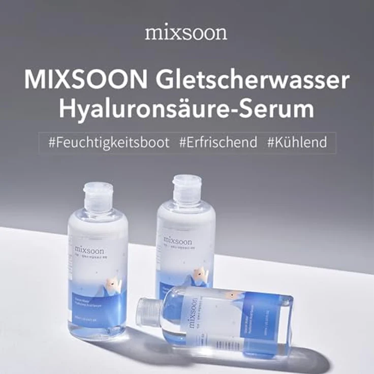 mixsoon Glacier Water Hyaluron Serum 300 ml, Gesichtsserum für Damen mit intensiv feuchtigkeitsspendender Hyaluronsäure, vegan und unparfümiert – Bild 6