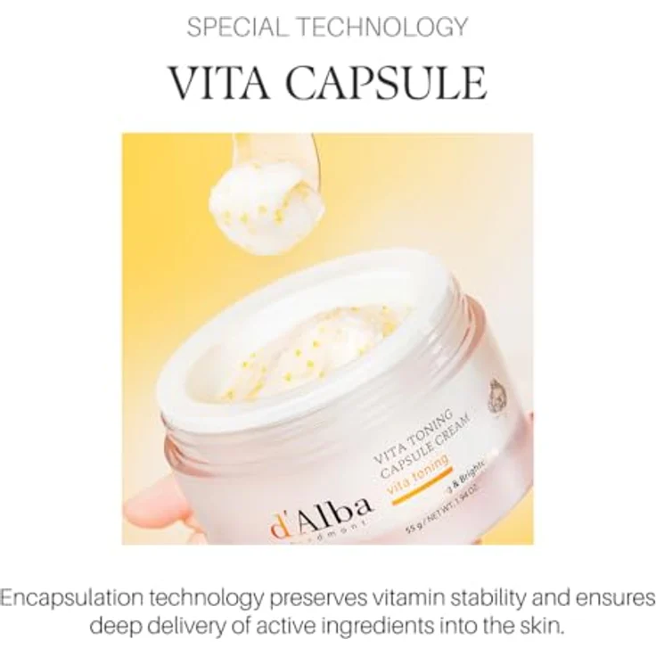 d'Alba Vita Toning Capsule Cream, tiefenwirksame feuchtigkeitsspendende Gesichtscreme mit Niacinamid und Ceramiden, 55 g – Bild 5