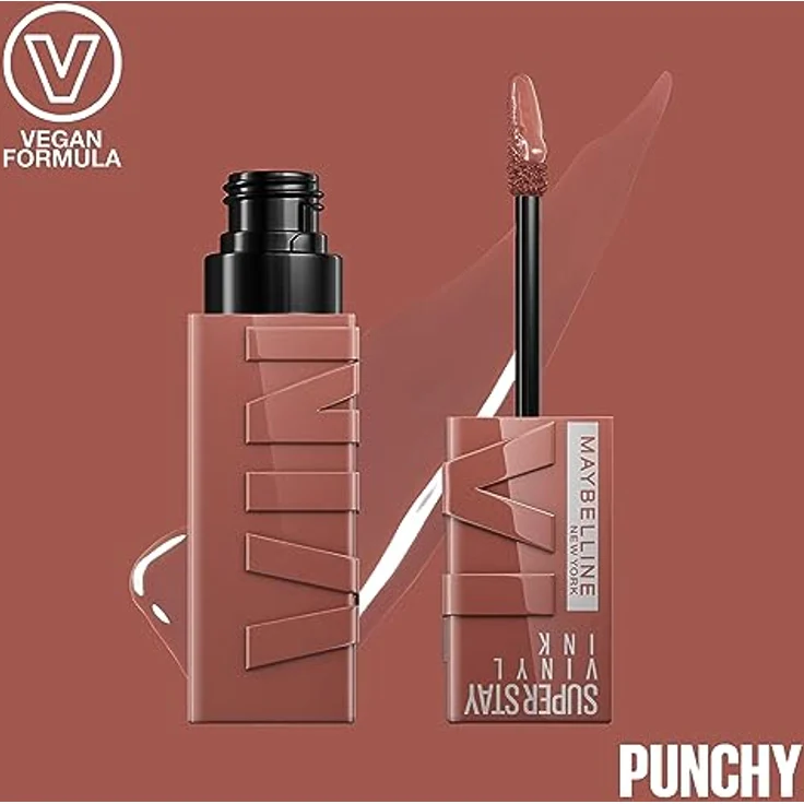 MAYBELLINE New York flüssiger Lippenstift, Liquid Lipstick mit 16 Stunden Halt und glänzendem Finish, Super Stay Vinyl Ink, Nr. 120 Punchy, 4,2 ml – Bild 5