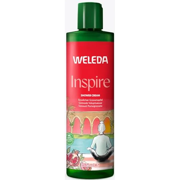 WELEDA Bio Inspire XL Duschgel vegan - Naturkosmetik Granatapfel Dusche mit Orange / Vanille Duft - Natürliche Hautpflege Duschseife (1x 400ml) – Bild 1