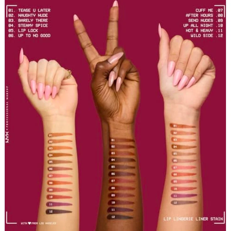 NYX Professional Makeup Lip Lingerie Lipliner Stain, wasserfester & wischfester Lip Liner mit ultra-feiner Spitze für präzise Konturen, Farbe: Up All Night – Bild 4