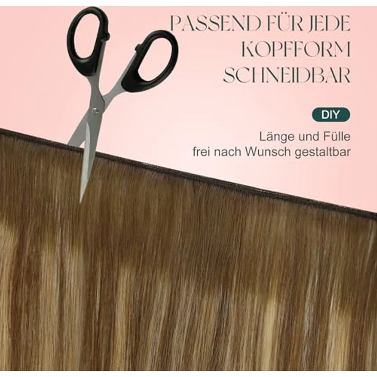 Easyouth Human Hair Bundles, Echthaar Tressen 50 cm, Mittelbraun Mix Honigblond, 100g Balayage Weft Haar Extensions – Bild 4