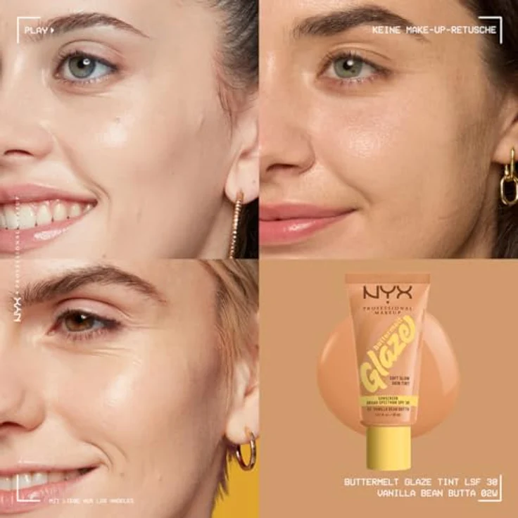 NYX PROFESSIONAL MAKEUP Buttermelt Glaze Foundation, LSF 30, 30 ml, Farbton: 02 Vanilla Bean Butta, mit Sheabutter, Mangobutter und Niacinamide – Bild 3