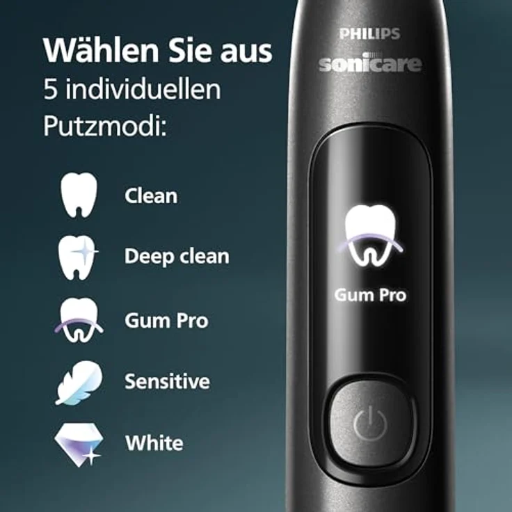 Philips Sonicare AdvancedClean Limited Edition, Elektrische Zahnbürste mit Smart Screen, Drucksensor, 5 Putzmodi, Erinnerungsfunktion und Schwarz, HX3792/11 – Bild 5