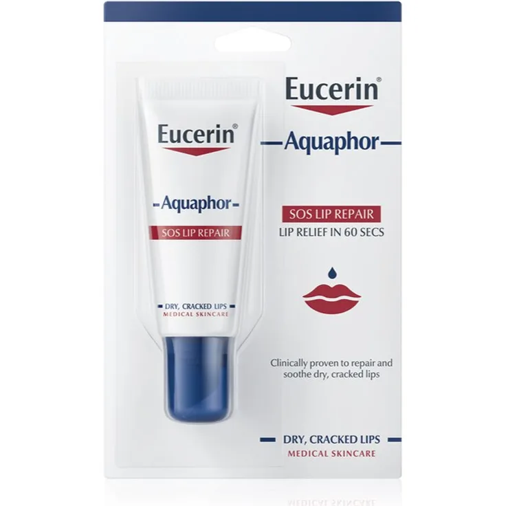 Eucerin Aquaphor, regenerierender Lippenbalsam, 10 ml, intensive Feuchtigkeit und Schutz vor rissiger Haut