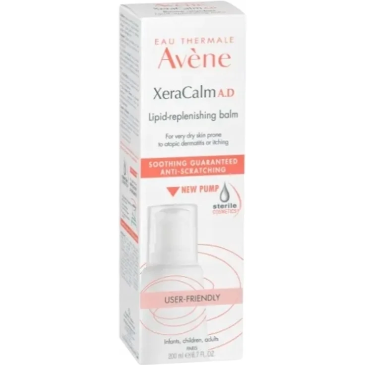Avène XeraCalm A.D rückfettender Balsam, 200 ml, intensive Feuchtigkeitspflege für empfindliche Haut, für Kinder und Erwachsene