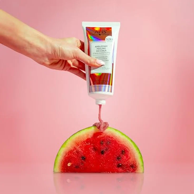 Apis Watermelon Refreshment, Körperpeeling mit vulkanischer Lava, 93% natürliche Inhaltsstoffe, 200ml – Bild 3