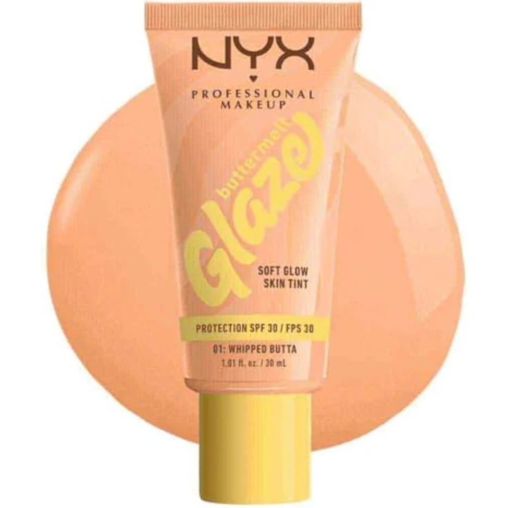 NYX PROFESSIONAL MAKEUP Buttermelt Glaze Foundation, LSF 30, Sheabutter, Mangobutter, Niacinamide, 30 ml, Farbton: 01 Whipped Butta – Bild 2
