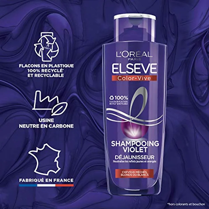 L'Oréal Paris - Purple Entgilbungs-Shampoo – für blondes, verfärbtes, gesträhntes oder weißes Haar – Neutralisierung von gelben und orangen Reflexen – Elseve Color-Vive – 200 ml – Bild 2