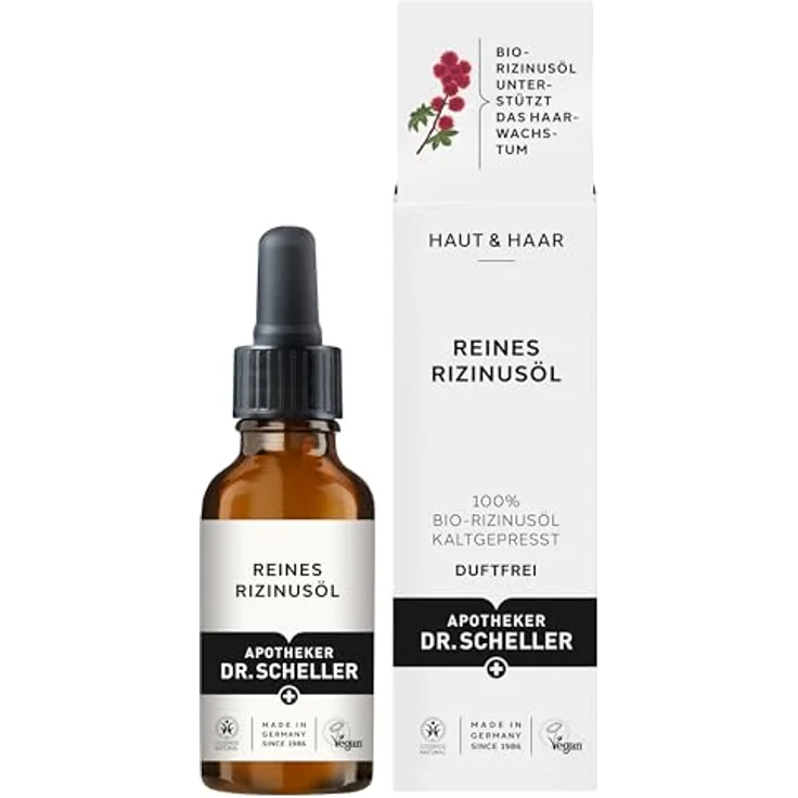 Dr. Scheller Reines Rizinusöl, 30 ml - Unterstützt das Haarwachstum, pflegt intensiv, verleiht Glanz, duftfrei, kaltgepresst – Bild 1