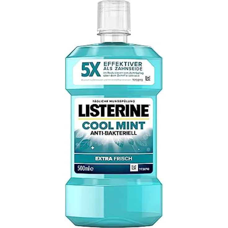 LISTERINE Cool Mint (500 ml), antibakterielle Mundspülung mit ätherischen Ölen und intensivem Minzgeschmack