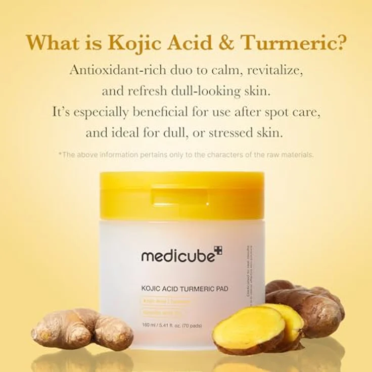 Medicube Toner Kojic Acid Turmeric Pad 160 g, Sanftes Doppel-Peeling für ebenmäßigen Teint und klarere Poren, Korean Skincare K-Beauty – Bild 3