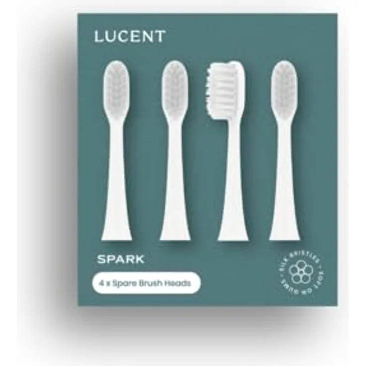 Be Lucent Spark Refill, Bürstenköpfe für elektrische Zahnbürsten, vier Stück mit sanften, verjüngten Borsten