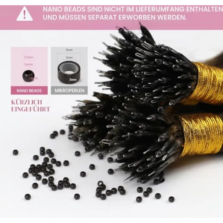 YoungSee Nanoring Echthaar Extensions 55cm, Dunkelbraun Ombre, unsichtbare, wiederverwendbare Haarverlängerungen für feines Haar, 50g – Bild 5