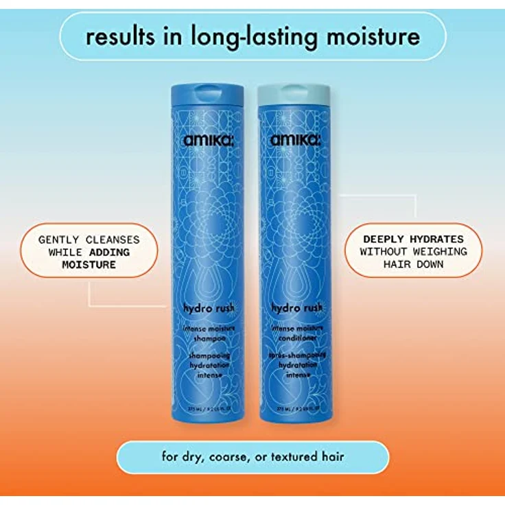 Amika Hydro Rush Intense Moisture Conditioner, 275 ml mit Hyaluronsäure für intensive Feuchtigkeit – Bild 7