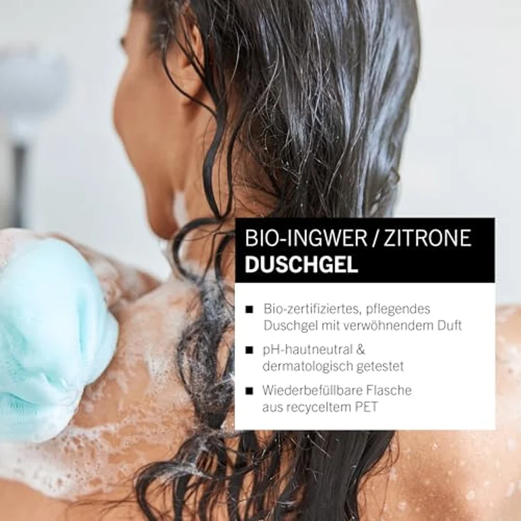 benecos Ingwer Zitrone Duschgel 500 ml mit Bio-Ingwerauszug und Bio-Zitronenschalenöl, sanft reinigend, dermatologisch getestet – Bild 2