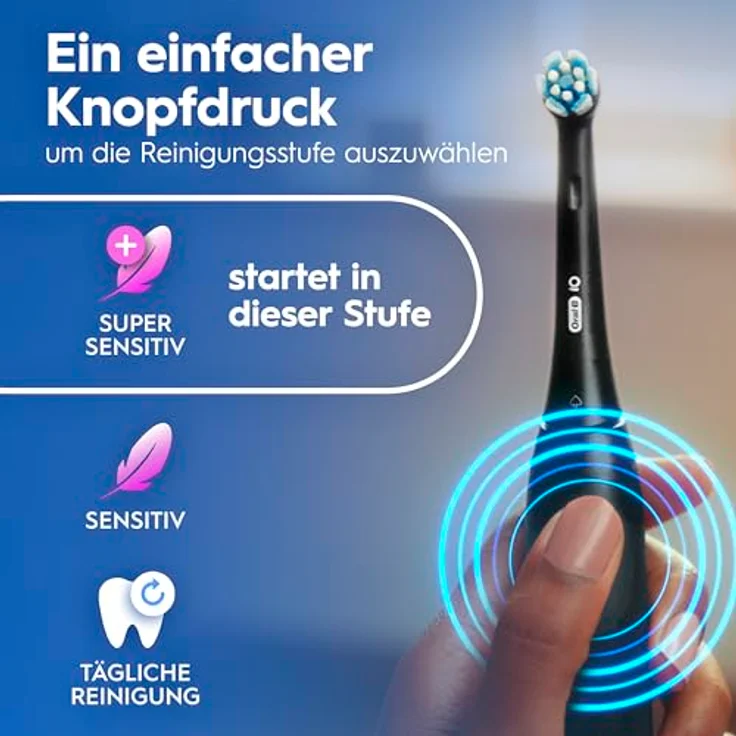 Oral-B iO Series 2, Elektrische Zahnbürste mit sanften Mikrovibrationen und zwei Handstücken, Night Black/Forest Green – Bild 11