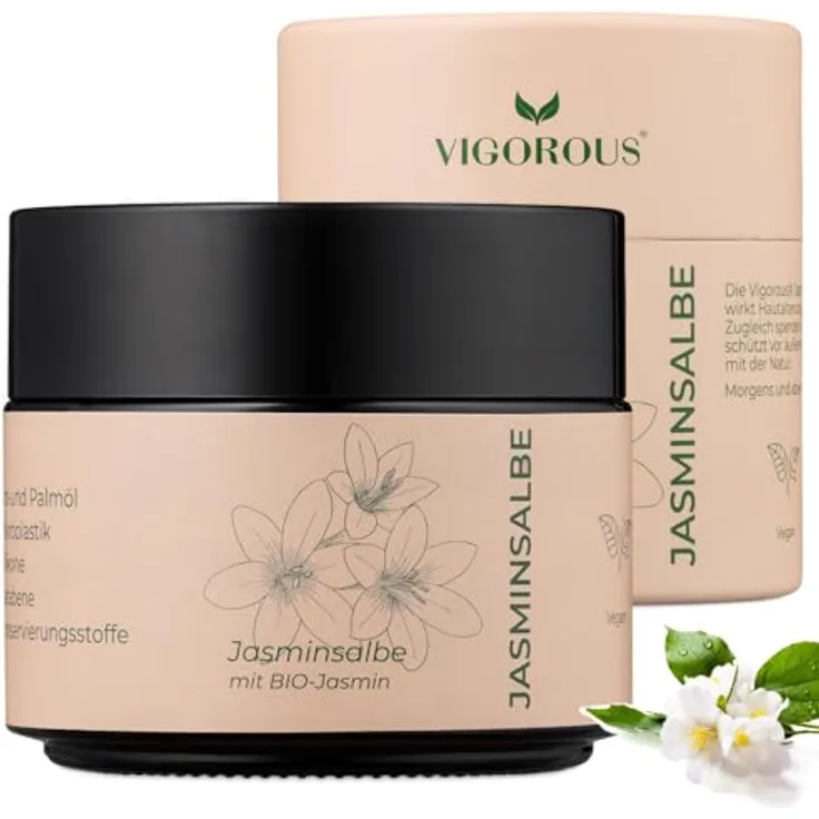 Vigorous® Jasminsalbe Augen 100ml, Augencreme mit BIO-Jasmin gegen Augenringe, Schlupflider, Tränensäcke & Schwellungen, für Damen & Herren