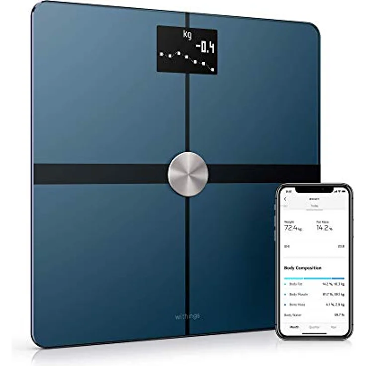 Withings Body+, intelligente Personenwaage mit hochauflösendem Farbdisplay, Körperzusammensetzungsanalyse und Herzfrequenzmessung – Bild 1