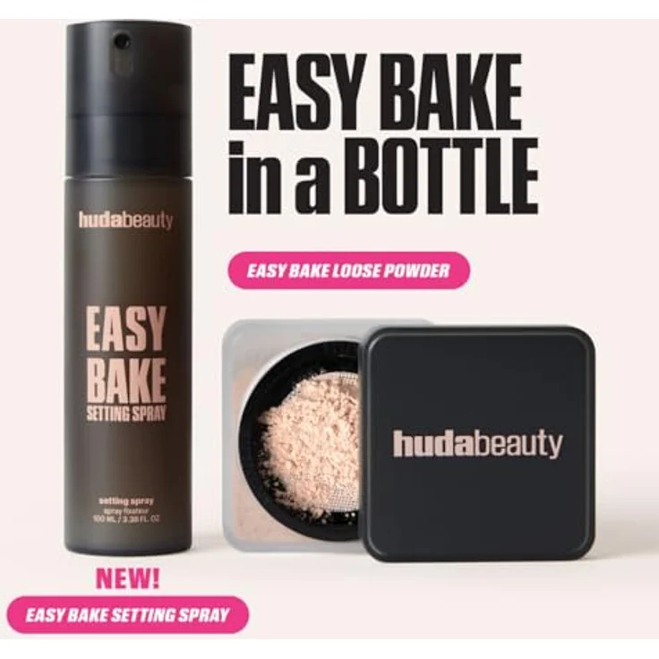 HUDA BEAUTY Easy Bake Setting Spray, Fixierspray & Fixierpuder, alkoholfrei, 30 ml, mattes Finish, bis zu 16 Stunden Halt – Bild 8