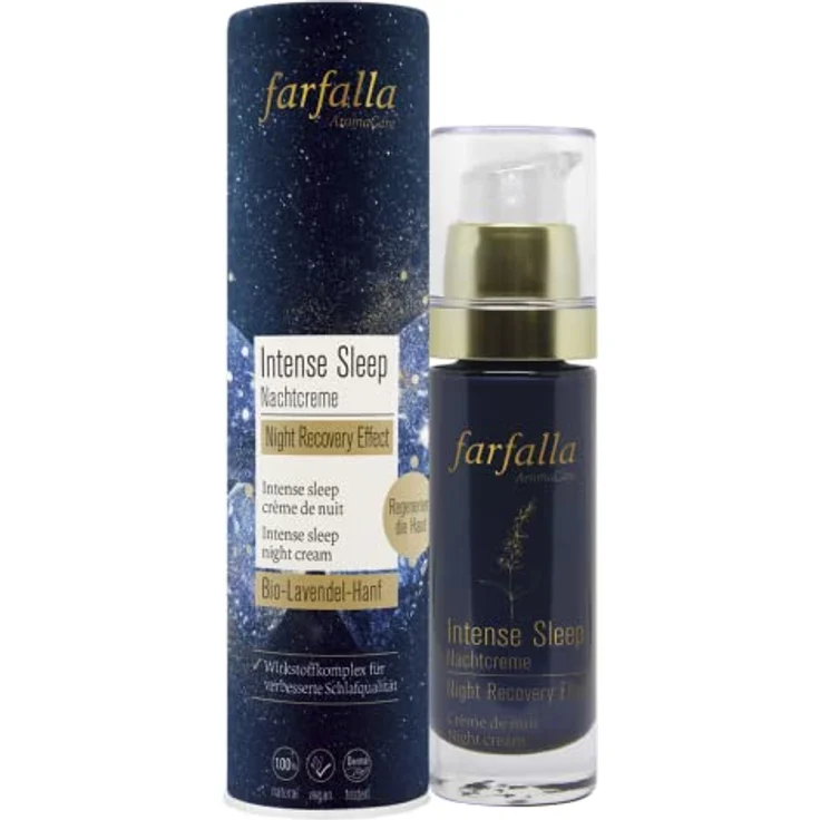 farfalla Intense Sleep Nachtcreme Night Recovery Effect - 30ml - Anti-Aging & Hautregeneration - Bio-Lavendel & Hanföl - 100% zertifizierte Naturkosmetik – Bild 1