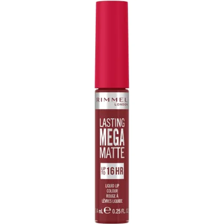 Rimmel London Flüssiger Lippenstift, Lasting Mega Matte, flüssiger Lippenstift, lang anhaltend, für weiche Lippen mit Finish Matte, vegane Formel mit Squalen und Kokosöl - 930 Ruby Passion, 7,4 ml – Bild 2