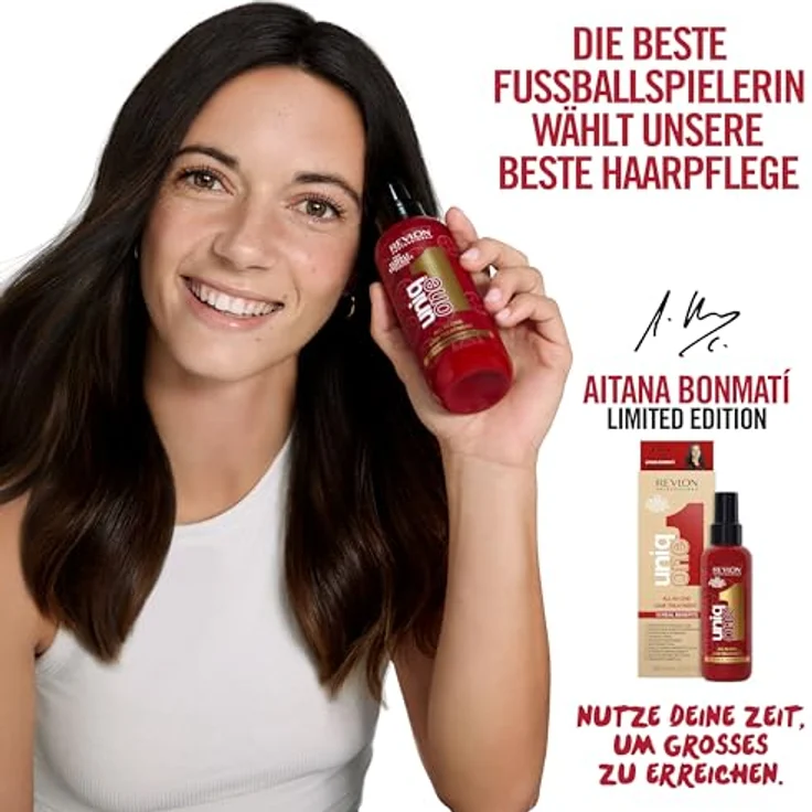REVLON PROFESSIONAL UniqOne Hair Treatment Aitana Bonmatí Limited Edition, 150 ml, Leave in Haarkur für bessere Kämmbarkeit & Glanz, Anti Frizz Spray mit Hitzeschutz, vegan – Bild 4