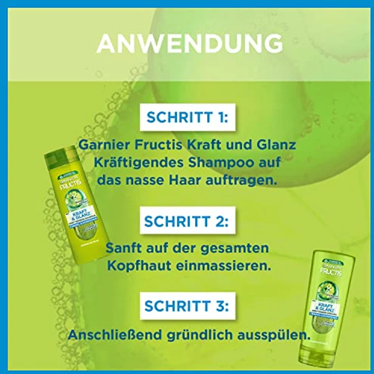 Garnier Fructis Kraft und Glanz kräftigendes Shampoo XXL, gibt dem Haar Kraft und Energie zurück, für stärkeres und glänzendes Haar, Maxi Format, 1000 ml – Bild 4