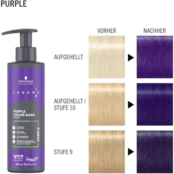 Schwarzkopf Professional CHROMA ID Bonding Color Mask Semi Permanentes Farbsystem Haarmaske Purple 250 ml - Vegane Formel, Pflegende Tönung, Intensive Pflege – Bild 5