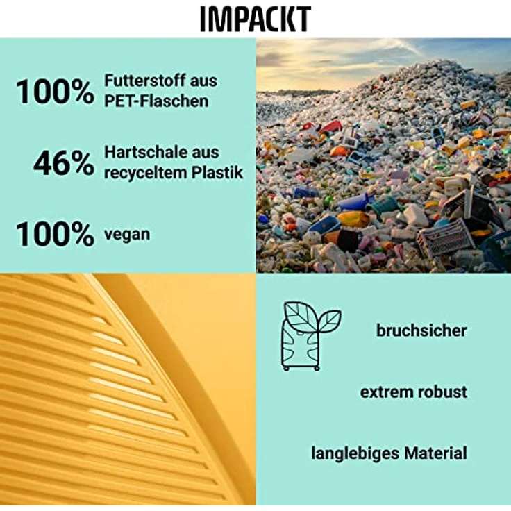 IMPACKT IP1 Handgepäck Kosmetikkoffer aus recyceltem Material mit 6 Jahren Garantie; nachhaltiges Beautycase mit Aufsteckfunktion; 40 cm, 1,5 kg, 22 Liter – Bild 4