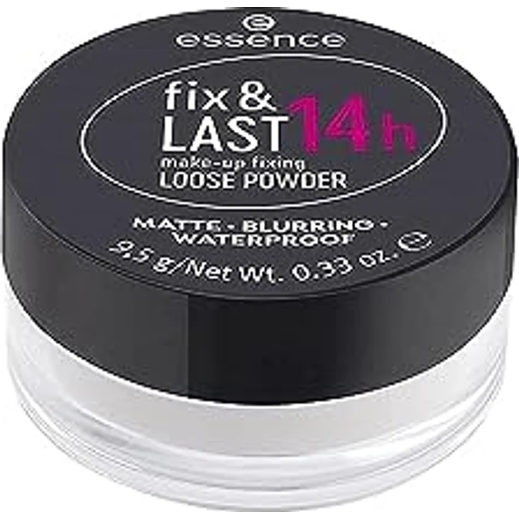 essence fix & LAST 14h make-up fixing LOOSE POWDER, Puder, transparent, fixierend, langanhaltend, glanzabsorbierend, matt, vegan, wasserfest, Mikroplastik Partikel frei (9,5g) – Bild 1