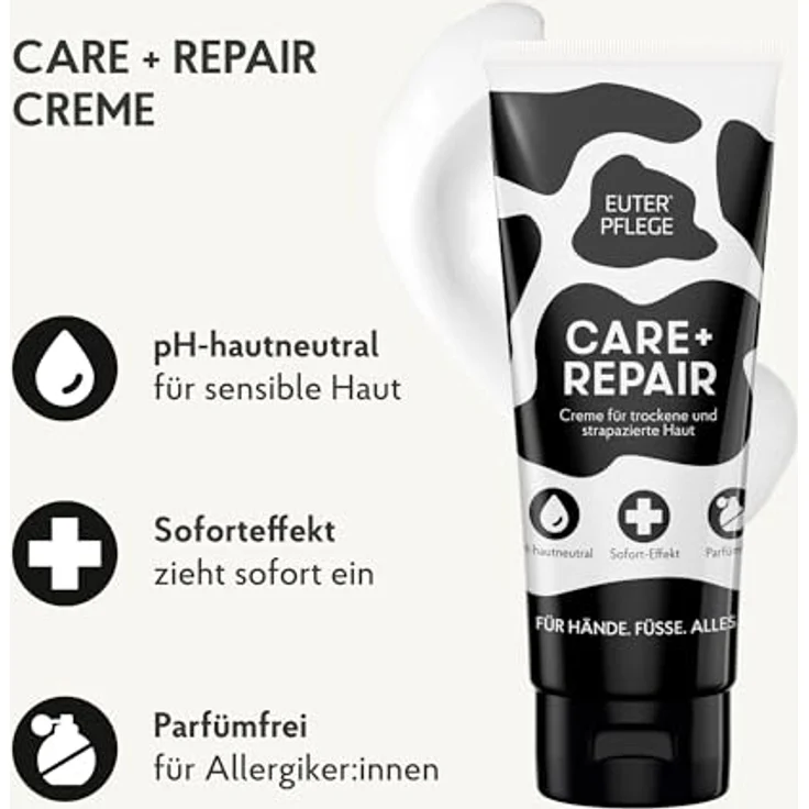 HAKA EUTERPFLEGE Care + Repair Creme, 3x 200ml, intensive Feuchtigkeitspflege für trockene Haut, parfümfrei, allergikergeeignet, für Hand und Körper – Bild 3