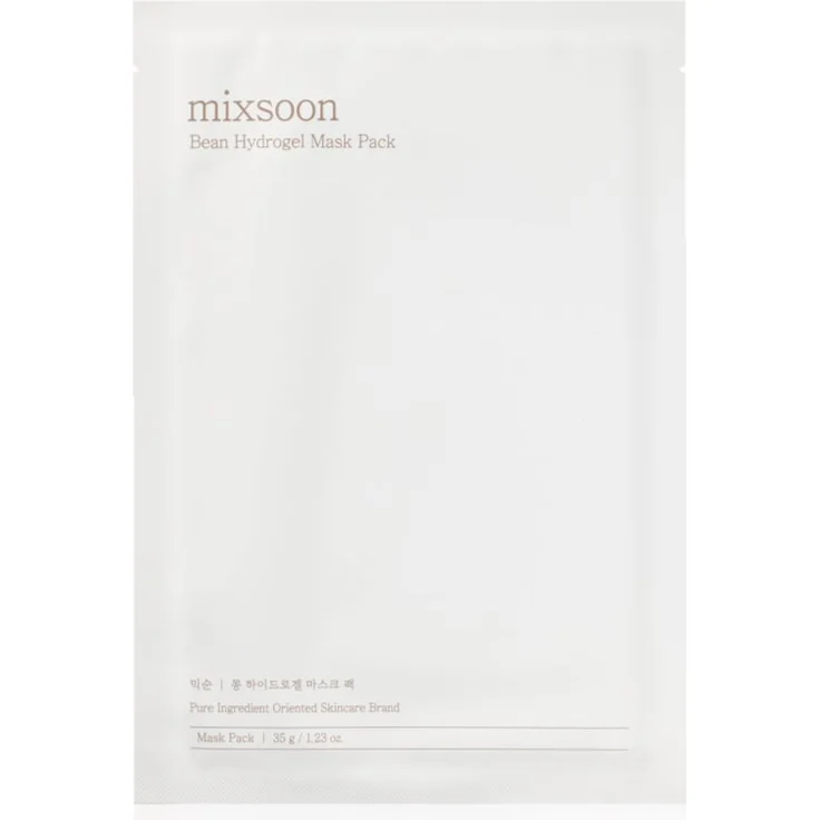 mixsoon Bean Hydrogel Mask Pack, Intensive Hydrogel-Maske für hydratisierte und strahlende Haut, 35 g, vegan, mit Niacinamid und fermentierten Inhaltsstoffen