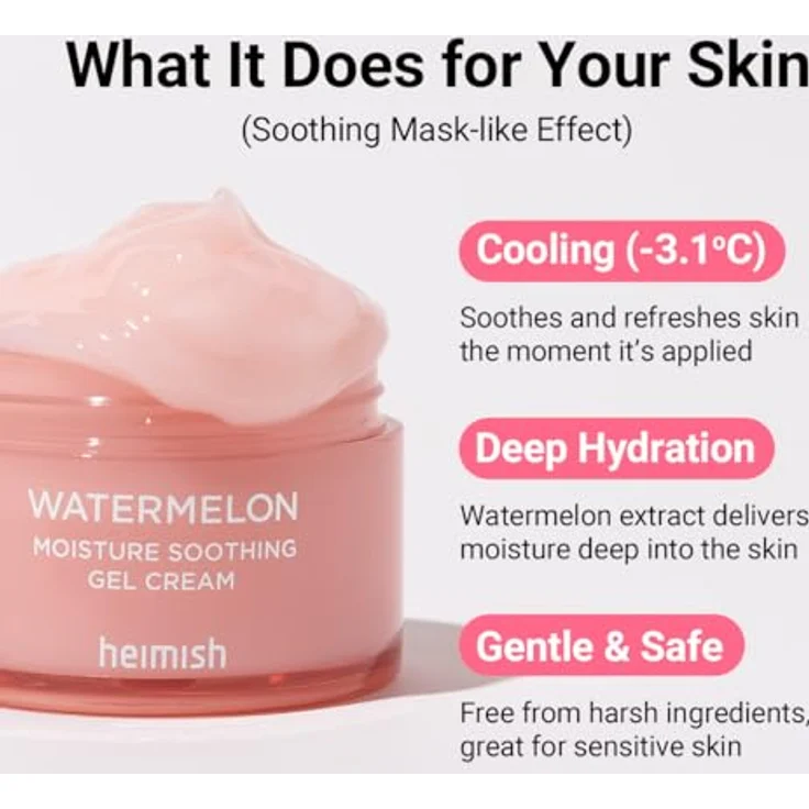 Heimish Watermelon Gesichtscreme, tiefenwirksame feuchtigkeitsspendende Creme mit beruhigender Wirkung, 110 ml – Bild 3