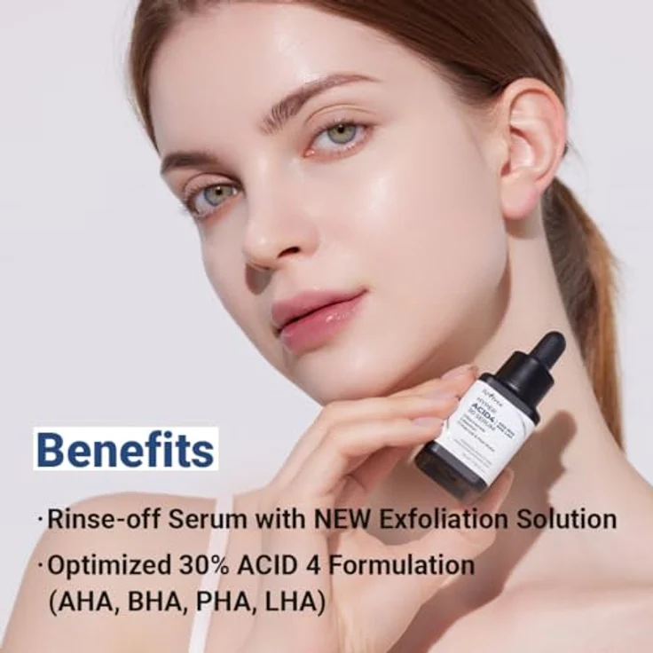 Isntree Hyper Acid4 AHA BHA PHA LHA 30 Serum, chemisches Peeling mit 30% Säuren, anthrazitfarben, 02 l – Bild 5
