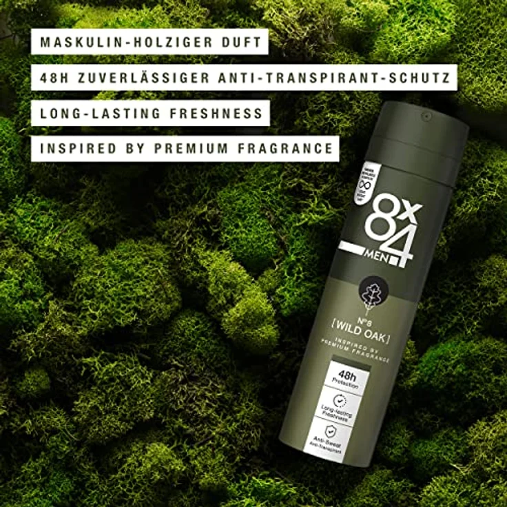 8x4 Men No.8 Wild Oak Deodorant Spray 150 ml – Bild 2