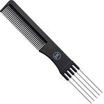 K-Pro Toupierkamm - Schwarzer Friseur-Stielkamm mit Metallgabel & feinen Zähnen