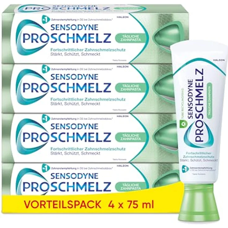 Sensodyne ProSchmelz Tägliche Zahncreme, fortschrittlicher Zahnschmelzschutz, regeneriert und stärkt, 4x75ml – Bild 1