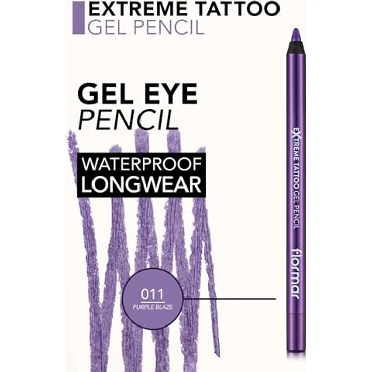 Flormar Extreme Tattoo Gel Pencil 011 Purple Blaze, hochpigmentierter Gel-Kajal, mattes Finish, wasserfest und wischfest, langanhaltend, 1,2 g – Bild 3
