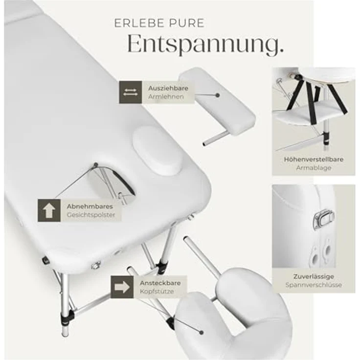 Tectake 2 Zonen Massageliege mit 4 cm Polsterung und Aluminumgestell – Bild 3