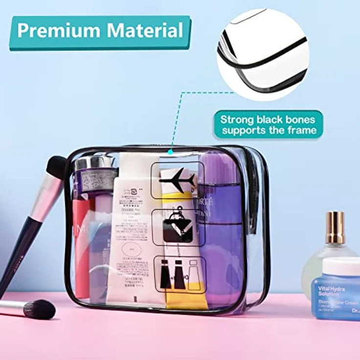 Oderra Kulturbeutel Transparent, 2 Stück Kosmetiktasche Durchsichtig, TSA-geprüft Handgepäck Kulturtasche, reisezubehör von Flüssigkeiten Damen & Herren – Bild 5