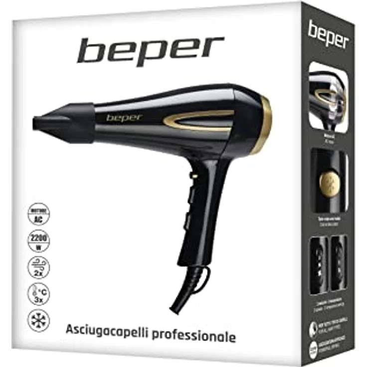 Beper P301ASC001 Haartrockner, 2200 Watt, 2 Geschwindigkeiten, schwarz – Bild 9