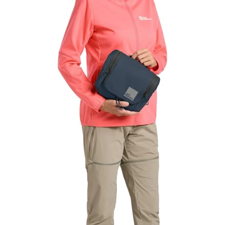 Jack Wolfskin WANDERMOOD WASHBAG, Beauty Case mit 6 Innenorganisierern, verstaubarem Aufhängehaken und abnehmbarem Spiegel – Bild 4